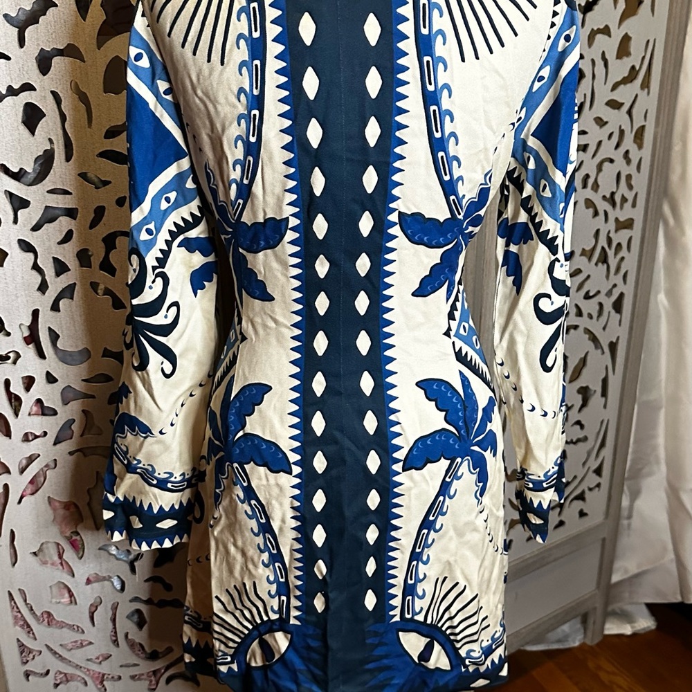 FARM Rio Blue and Cream Mini Dress - Picture 6 of 7
